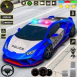 police car race city driving android application logo